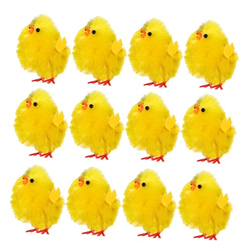 TOPBATHY 12St Osterdeko-Küken Küken modellieren Hühnerornamente Küken Hase Party Dekoration tischdeko Ostern Ostern-Küken-Kuchen-Topper Mini-Küken-Figuren Chemiefaser und Kunststoff Yellow von TOPBATHY