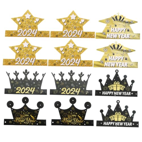 TOPBATHY 12St Partypapierhut des neuen Jahres Requisiten für das neue Jahr 2024 Papierhüte des neuen Jahres silvester kopfschmuck silvester party zubehör Partyzubehör Silvester Partyhüte von TOPBATHY