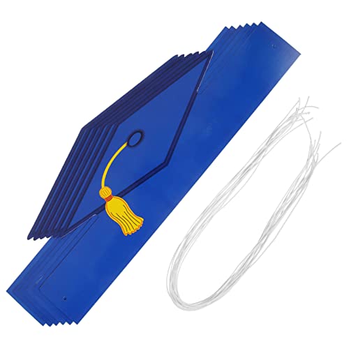 TOPBATHY 12st Doktorhut-requisiten Aus Papier Grad Hüte Absolventendekorationen Papierhüte Glänzend Gestreifter Bühnenpartyhut Partyhüte Für Erwachsene Kinderkrone Papier-abschlusshüte Blue von TOPBATHY