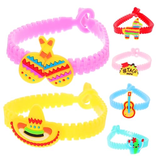 TOPBATHY 12st Mexikanisches Armband Party Bonbon-armbänder Fiesta Kaktus Armband Girlande Groovig Cinco De Mayo-armbänder Vierzehn Tage Dekorationen Streamer Quaste Tragbares Armband PVC von TOPBATHY