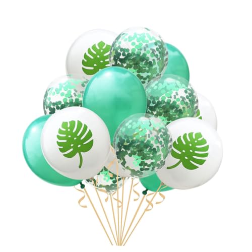 TOPBATHY 15 Stück 12 Zoll Grüne Pailletten Ballons Glitzernde Tropische Blattballons Für Hawaii Party Dekoration Ideal Für Geburtstagsfeiern Und Hochzeiten Hochwertige Luftballons Aus von TOPBATHY