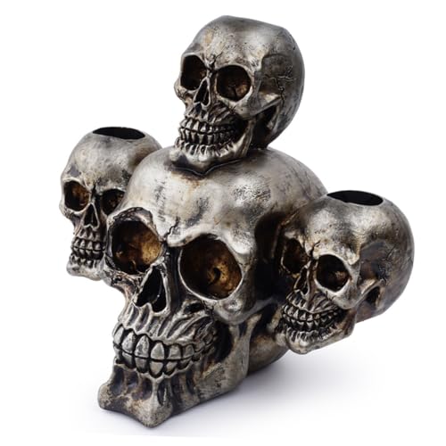 TOPBATHY 1Stk Leuchter Halloween Party Halloween kerzendocht Halter kerzengefäß kerzendochte Teelicht Lampe Geist kreativer kerzenhalter Totenkopfschmuck Grey von TOPBATHY