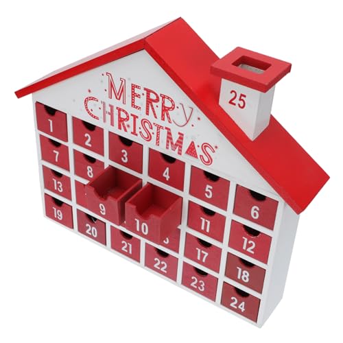 TOPBATHY 1stk Countdown-kalenderschublade Dekorationen Für Zuhause Weihnachtskalender Adventskalender Nähen Schubladenhaus- Kreatives Weihnachtskalender Taschen Holz Rot von TOPBATHY