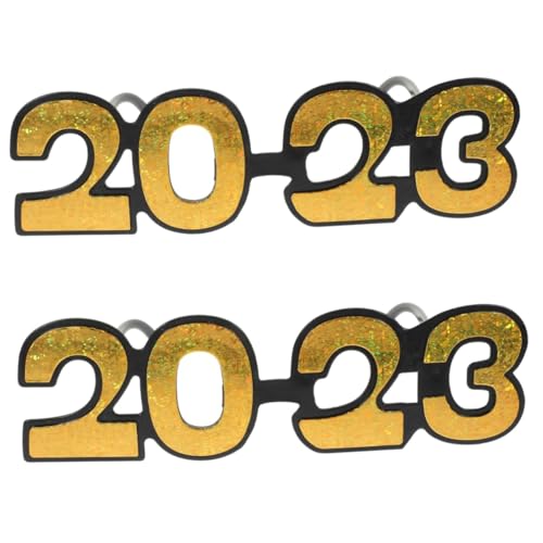 TOPBATHY 2 Paar 2023 Digitale Brille Neujahrsbrille 2023 Foto-sonnenbrille Silvester Brille Abschlussbrille Abschlussball-dekor Frohes Neues Jahr Brille 2023 Weihnachtsdekoration Stk Golden von TOPBATHY