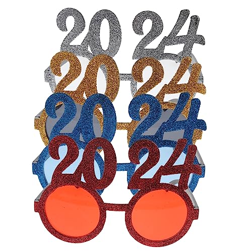 TOPBATHY 2 Sätze 2024 Brille Partyzubehör Für Erwachsene Sonnenbrille Masse Gläser Silvester Party Zubehör Silvesterbrillen Partygeschenke Für Das Neue Jahr Lustige Tanzbrille 4 Stück * 2 von TOPBATHY