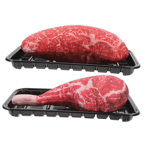 TOPBATHY 2 Sätze Simuliertes Steakmodell Simulation Lebensmittelmodell Simulations-Steak-Display-Modell Künstliches Fleischornament Fake-Steak-Requisite Simulationsfleischpräsentation Stoff von TOPBATHY