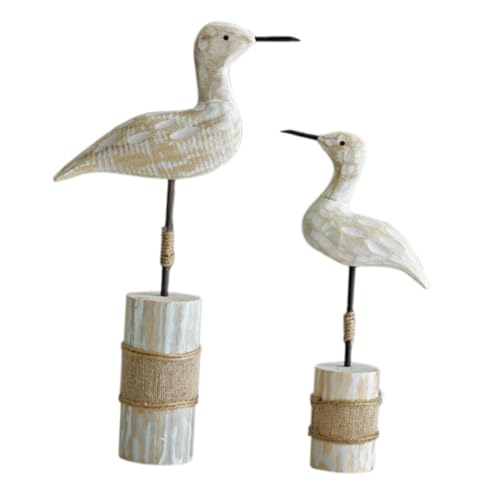 TOPBATHY 2 Stück Holzfiguren Mit Nautischem Seemöwen-Vogel Rustikale Stehende Seevogelstatue Für Die Wanddekoration Mit Strandthema Tischdekoration Heimdekoration von TOPBATHY