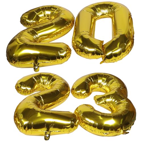 TOPBATHY 2023 Folienballons Für Neujahrsfeiern Goldene Party Dekoration Set Mit Festlichen Luftballons Für Silvester Und Neujahr Feierlichkeiten von TOPBATHY