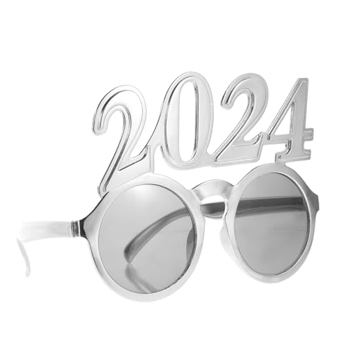 TOPBATHY 2024 Brille Abschlussfeier Brille Kostümparty-Brille Nummer kinderferngläser leuchtbrillen schnapsgläser trendige sonnenbrille Cosplay-Brille Foto Requisiten Partybrille Stk Silver von TOPBATHY