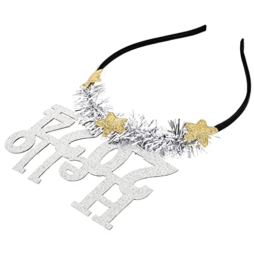 TOPBATHY 2024 Partyhut für das neue Jahr nein Stirnband Diademe für Silvester Partyzubehör haarclips Neujahrsparty-Stirnband Kopfbedeckung für die Silvesterparty Filzstoff Silver von TOPBATHY