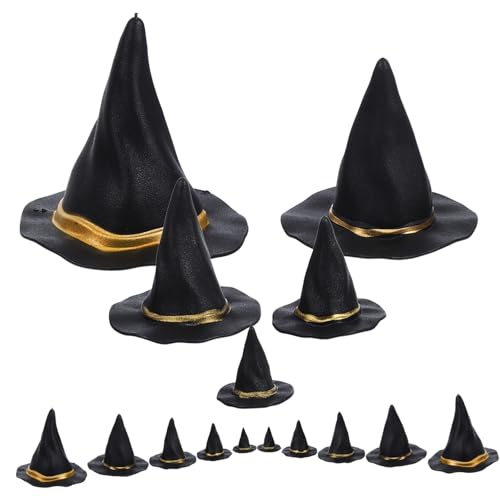 TOPBATHY 20St Halloween-Hexenhut DIY Hexenhut Halloween Puppenzubehör Mini-Hexenhüte für Getränke Halloween-Feengarten-Accessoires Puppenhaus Miniatur-Puppenhut Miniaturhüte Plastik Black von TOPBATHY