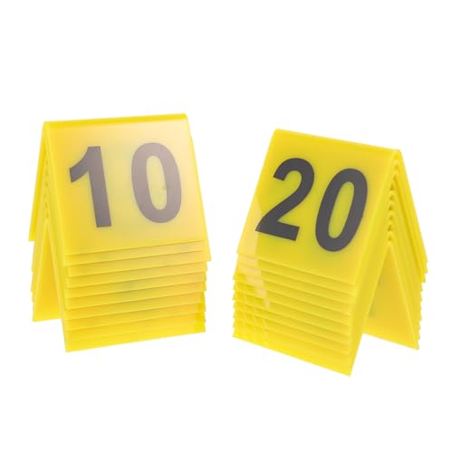 TOPBATHY 20St Restaurant-Nummernschild Tischständer zum Ausstellen Mini-Kreidetafeln Spiel Festzelt Schilderständer Ort Etage Nummernmarkierung Tischnummernschilder Tischschild Acryl Yellow von TOPBATHY