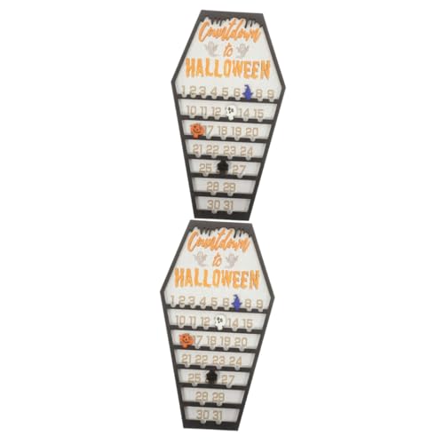 TOPBATHY 2St Adventskalender für Halloween Zuhause Halloween-Ornament Halloween-Dekore im Freien halloween countdown halloween atmosphäre Countdown- Halloween-Adventsdekoration hölzern von TOPBATHY