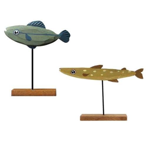 TOPBATHY 2St Fischverzierung aus Holz dekorativ Strand Deckel nautisches Aquarienpflanzen Two Piece Set Schreibtisch Dekoration Room Decor winziger Fischschmuck Bürotischfigur hölzern von TOPBATHY