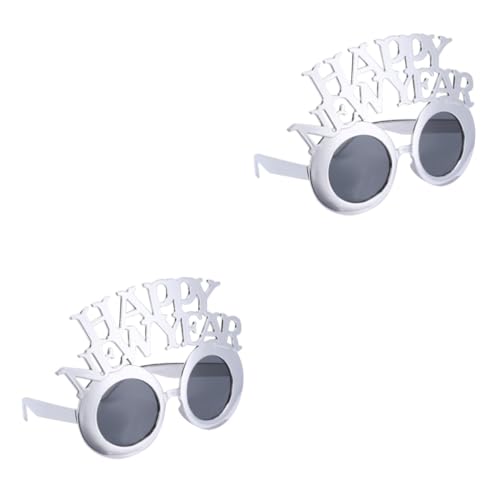 TOPBATHY 2St HAPPYNEWYEAR Brillen new year neujahr silvesterparty silvester party glasses happy new y Silvester Brille Partyzubehör Neuartige Brillen Frohes neues Jahr Partybrille Silver von TOPBATHY