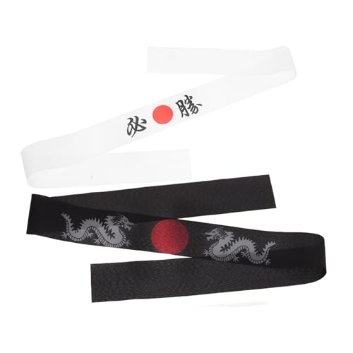 TOPBATHY 2st Japanisches Ninja-kopftuch Hachimaki-stirnband Japanisches Ninja-stirnband Japanisches Kochstirnband Küche Stirnband Japanischer Hut Sushi-hut Herren-stirnband Polyester von TOPBATHY