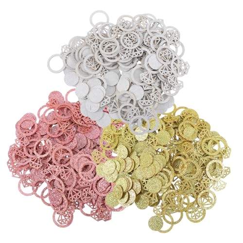 TOPBATHY 3 Sätze ausgeschnittene Diamantringfragmente Zubehör für Hochzeitsfeiern Konfetti aus Papier Kreis Konfetti confetti konfetti bunt Diamant-Ring Papierkonfetti Diamantring Konfetti von TOPBATHY