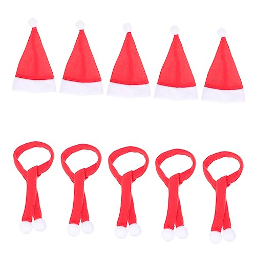 TOPBATHY 3 Sätze zarte Flaschenhüte weihnachtsdeko cute decor weihnachtliche kleinigkeiten Puppenhüte Mini-Puppen schöne Miniaturschals Weihnachts-Miniatur-Schals Weihnachtsbedarf Stoff rot von TOPBATHY