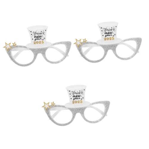TOPBATHY 3St 2025 Brille Spaßbrille partybrille Fotokabine für das neue Jahr 2025 frohes neues jahr brille Gläser Weihnachtsdekorationen Party-Brillen-Dekor Leistungsrequisiten Stk von TOPBATHY