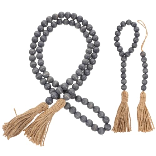 TOPBATHY 3St Holzperlen Home Decor Tassel Decoration New Look Decor räumung von wohnkultur Regaldekor-Akzente Vorhang hängendes Perlenquastendekor hängende Wohndekorationen Hanfseil Grey von TOPBATHY