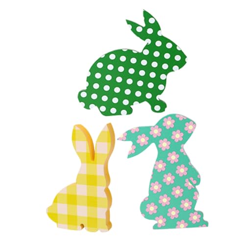 TOPBATHY 3St Kaninchen-Verzierung Hasenfiguren Cuddly Bunny Ostergeschenk tischdeko Ostern osterhasen dekore Osterhasen-Ornamente Dekorationen für Ostern Ostervorräte Holz von TOPBATHY