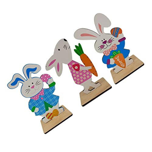 TOPBATHY 3St Kaninchen-Verzierung Osterküken Niedlich Kostüm Zubehör Wichteldekorationen für zu Hause Cool Easter Decoration Ostern tischdeko Osterhasen- Party-Kaninchen- hölzern von TOPBATHY