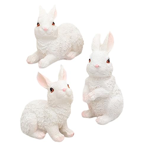 TOPBATHY 3St Kaninchen dekorative Ornamente Hasenfiguren Hase Plüsch Ratte Easter Bunny Hasenornament Kaninchendekorationen für zu Hause Ostern tierdekor Kaninchenverzierung Harz von TOPBATHY