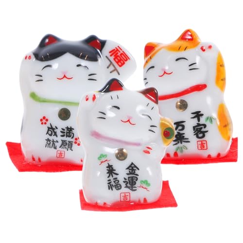 TOPBATHY 3St Katzen-Desktop-Ornamente chinesische feng Shui deoration chinesisches Schreibtischaufsatz büro Dekoration Office Decoration Keramik Handwerk Desktop-Dekoration von TOPBATHY