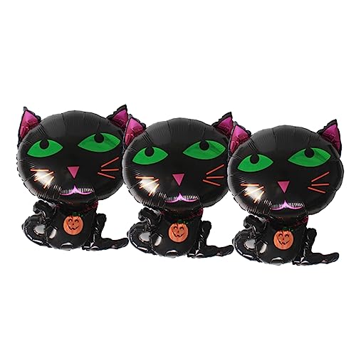 TOPBATHY 3pcs Katzenballons Halloween Party Aluminium Film Balloons Dekorative Luftballons von TOPBATHY