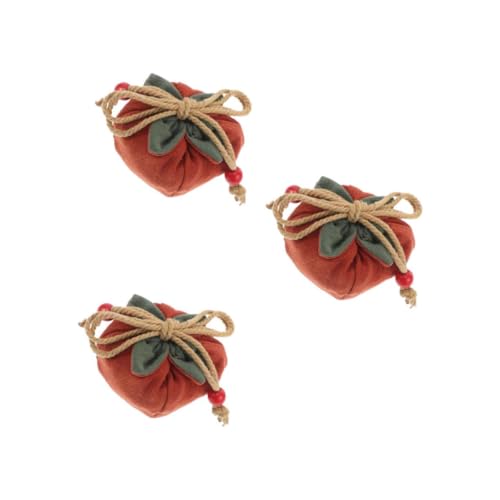 TOPBATHY 3st Beutel Orangefarbenes Kürbisdekor Japanischer Glücksbringer Orangefarbene Kürbisse Rustikale Bauernkürbisse Persimone Dekor Segen Tasche Halloween-kürbis-Ornament Stoff von TOPBATHY