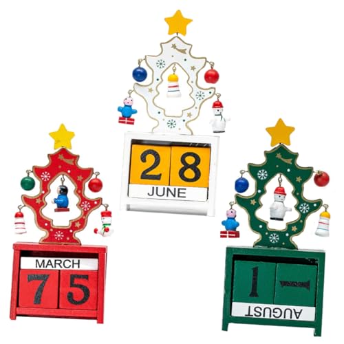 TOPBATHY 3st Kalender Schmuck Digital Ornamente Unterlage Kippen Heim Weihnachtskalender Anzeige Kalender Aus Holz Weihnachtsverzierung Cartoon-kalender Weihnachtsbedarf Colorful Hölzern von TOPBATHY