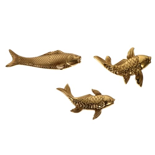 TOPBATHY 3st Reines Kupfer Fischornament Segen Tierdekor 3D-Fisch-Ornamente Golddekor Goldreichtum Glücksfiguren Schreibtischdekoration Glücksfisch Geldfischstatue Golden Messing von TOPBATHY