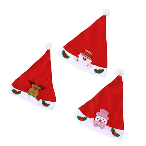 TOPBATHY 3st Weihnachtsroter Hut Weihnachtskopfbedeckung Neuheit Weihnachtsmütze Lustige Weihnachten Kindermützen Partyhüte Für Partyhüte Für Erwachsene Rote Hüte Gezogenes Tuch von TOPBATHY