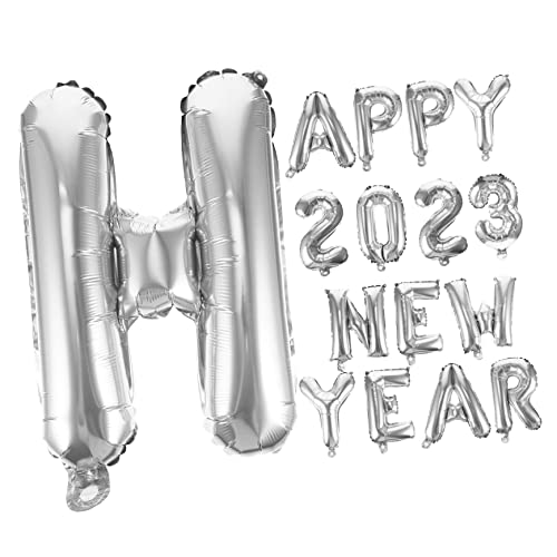 TOPBATHY 4 Sätze 2023 Aluminiumfolienballon frohes neues jahr ballon Partyballons für das neue Jahr neujahr kamin new year decoration neujahrsdeko Partydekoration 2023 Luftballons Silver von TOPBATHY