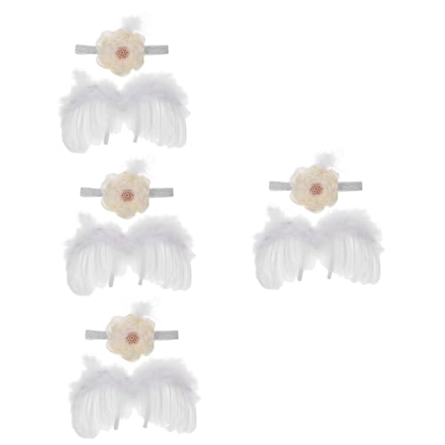 TOPBATHY 4 Sätze Engelsflügel für Angel Wings White engelsflügel Kleidung Stirnband Feenflügel für kleine Mädchen Cosplay-Kostüm für Mädchen Kleinkinder Flügel Feder Weiß von TOPBATHY