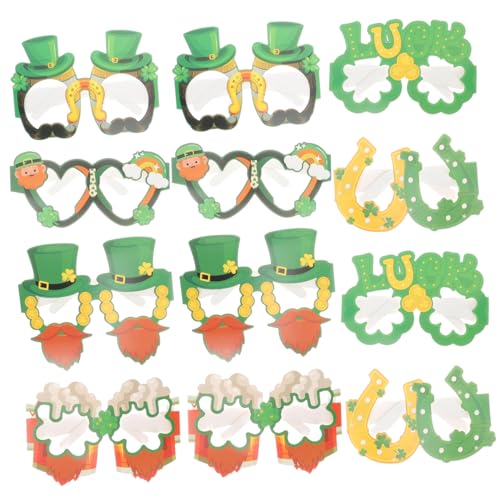 TOPBATHY 4 Sätze Irische Brille St Patricks Day Dekoration Die Familienfeier St Patrick's Day Party Zubehör Partybrille Halloween-Brille Lustige Papierbrille Partypapiergläser 12 Stück * 4 von TOPBATHY