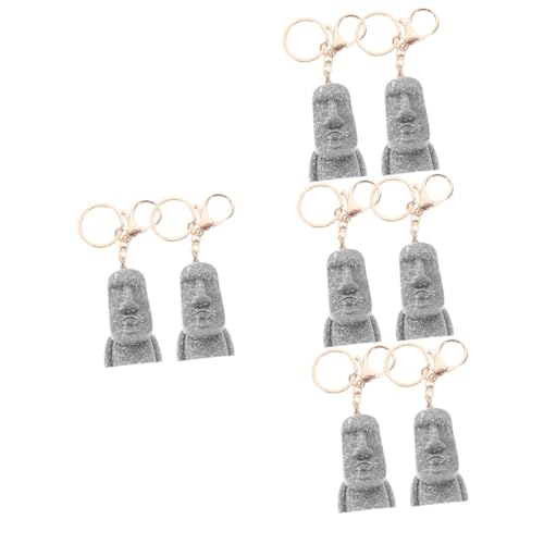 TOPBATHY 4 Sätze Schlüsselanhänger Mit Steinstatue Inhaber Tiki-schlüsselanhänger Tür Bag Charm Bescherung Weihnachten Key Schlüsselringe Schlüsselkette Moai-partygeschenke Harz 2 Stück * 4 von TOPBATHY