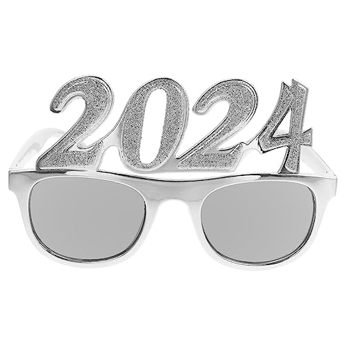 TOPBATHY 4 Stück 2024 2024 digitale Brille 2024 Modelbrillen Kostüm Brillen leuchtbrillen silvesterbrillen eye glasses Sonnenbrille Dekor 2024 entworfene Brille 2024 Brille PC-Rahmen Silver von TOPBATHY