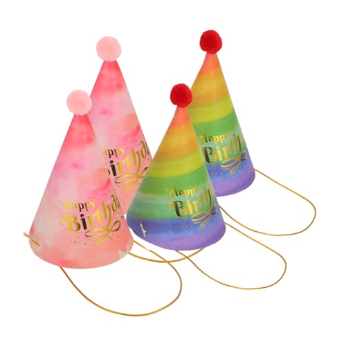 TOPBATHY 4 Stück Hut Aus Regenbogenpapier Schirmmützen Kappen Deckel Hutschachtel Partyhüte Zum Geburtstag Geburtstagshut Geburtstag Kopfschmuck Dekorativer Geburtstagshut von TOPBATHY