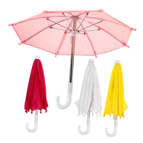 TOPBATHY 4 Stück Puppenzubehör Regenschirm Puppen-Accessoire Mini-Regenschirmmodell für Puppenhaus Dolly Kuppel Auto Mini-Regenschirm vortäuschen Miniatur Regenschirmmodell Stoff von TOPBATHY