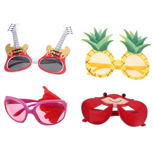 TOPBATHY 4 Stück dekorative Partygläser Strandparty-Brille Requisiten für Luau-Fotoautomaten Foto-Requisiten leuchtbrillen faschingsbrille lustige Brille Fotoautomaten-Requisiten Plastik von TOPBATHY