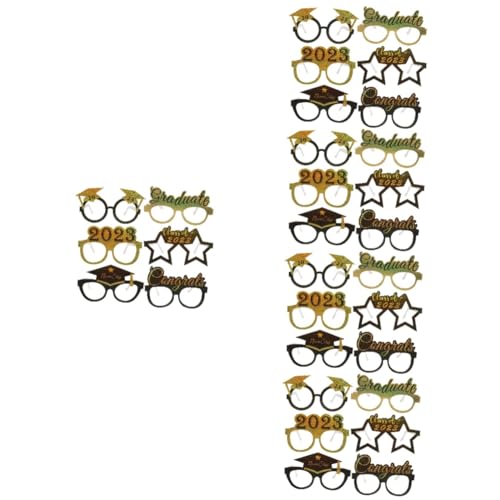 TOPBATHY 5 Sätze 2023 Abschlussbrille Pixel Prisma Requisiten Für Fotoautomaten Grad Tischdekoration Leuchtstab Gläser Brille Männer Rave Sonnenbrille Stütze Gold Co Papier 6 Stück * 5 von TOPBATHY