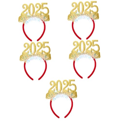 TOPBATHY 5 Stück 2025 neues jahr stirnband 2025 Stirnband Glitzer-Stirnbänder Party-Stirnbänder für Erwachsene haarband hair- haar 2025 Stirnbänder Neujahrsaccessoires Stoff Golden von TOPBATHY