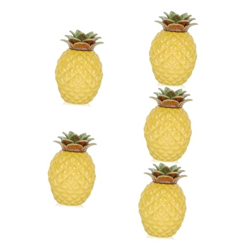 TOPBATHY 5 Stück Ananas Tee Küchen Aufbewahrungsdose Teedose Teedose Behälter Dekorative Teegläser Kanister Ananas Partytasse Kaffeebehälter Deckel Topf Klare Gelbe Keramik von TOPBATHY