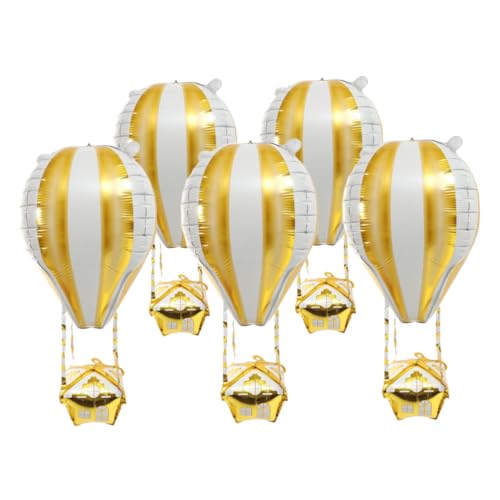 TOPBATHY 5 Stück Heißluftballon Ballonpumpe elektrisch Luftballons Geburtstagsdekoration wasserballon Neonballons hochzeit alufolie Partyballons Dekorative Luftballons Aluminiumfolie Golden von TOPBATHY