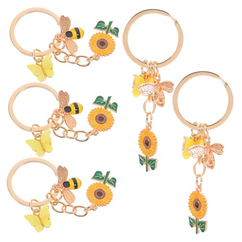 TOPBATHY 5 Stück Sonnenblumenschlüsselring Mode Schlüsselanhänger Enamel Schlüsselanhänger Gastgeschenke für die Frühlingsparty Schlüsselanhänger für Geldbörse Taschenanhänger Zinklegierung von TOPBATHY