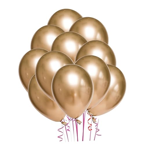 TOPBATHY 50 Stück 10 Latexballons königliche Luftballons Party weiße metallische Luftballons Mega Gänseblümchen Ballons Ballongas wand polsterung wasserballon balloon Festivalballons Golden von TOPBATHY