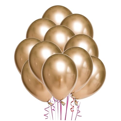 TOPBATHY 50 Stück 10 Partyzubehör Ballongas luftballons party decoration gasballon hochzeitsdeko Ballonständer Ballons Masse Ballonbogen-Clips Mega Latexballons Festivalballons Golden von TOPBATHY