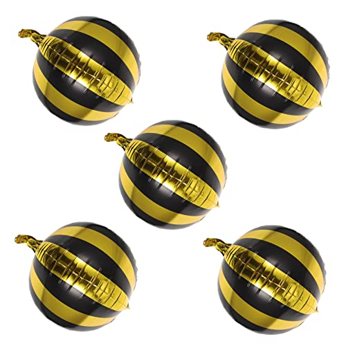 TOPBATHY 5st Gestreifter Ballon Geburtstag Heliumballons Folienballongewicht Mit Fransen Spiral- Gestreifte Folienballons Luftballons Aus Goldener Folie Bienenballons Aluminiumfolie Black von TOPBATHY