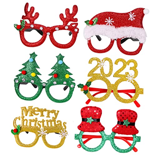 TOPBATHY 6 Stk Weihnachtsbrillengestell 2023 Partybrille Spielzeugrahmen Brillenfassungen Partygeschenke Für Das Neue Jahr Neuheit Weihnachtsbrille Stand Requisiten Partyfoto Dekor Plastik von TOPBATHY